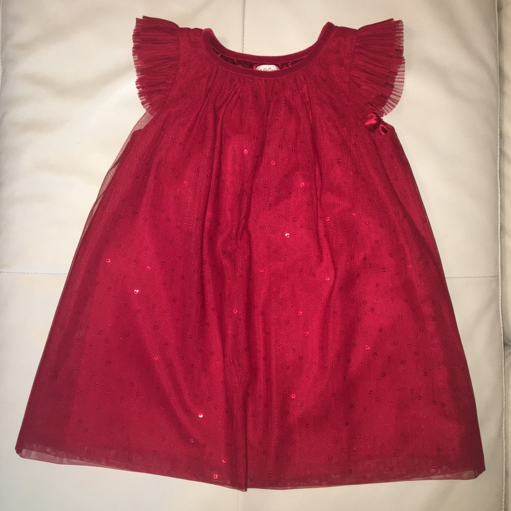 Girls red tulle dress with sequins 3T